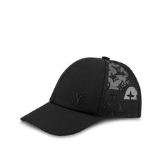 The monogram mesh baseball cap features an opaque front panel with embroidered lv initials and a mesh back panel. The hat can be adjusted using the small strap that is a miniature version of the house's iconic calf leather belt. This piece complements the mask cover from the same capsule collection. Designer Black Baseball Cap, Designer Black Baseball Cap With Curved Brim, Designer Black Baseball Cap With Flat Brim, Designer Adjustable Black Baseball Cap, Designer Black Hat For Streetwear, Luxury Black Cap, Luxury Baseball Cap For Streetwear, Luxury Visor Baseball Cap For Streetwear, Luxury Baseball Cap For Streetwear With Visor