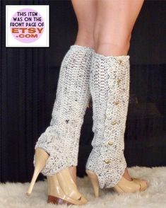 Leg Warmers with Stirrups in Oatmeal Fitted Crochet Leg Warmers For Winter, Crochet Fitted Leg Warmers For Winter, Fitted Crochet Bottoms For Spring, Cozy Fitted Crochet Leg Warmers, Cozy Fitted Cream Leg Warmers, Cozy Crochet Fitted Leg Warmers, Cozy Cream Fitted Leg Warmers, Crochet Stretch Leg Warmers, Casual Crochet Fitted Leg Warmers