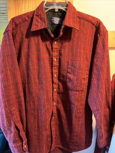 New! Pendleton Men’s Large Red Check Wool Flannel Shirt LS Button Down Y2K EUC was just added to eBay. Check it out! #eBay #eBaySeller Classic Red Flannel Shirt With Pockets, Classic Red Long-sleeved Flannel Shirt, Classic Red Flannel Shirt For Fall, Classic Red Flannel Tops, Wool Flannel, Sleeve Cuff, Flannel Shirt, Check It Out, Button Downs