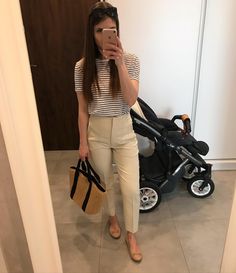 16 Amazing Beige Pants Outfit Ideas To Wear On Casual Days - The Wandering Girl Beige Pants Outfit Ideas, Style Beige Pants, French Inspired Outfits, Beige Pants Outfit, Super Casual Outfits, Blue Tweed Jacket, Pants Outfit Ideas, Fashion Travel Outfit, Black Button Up Shirt