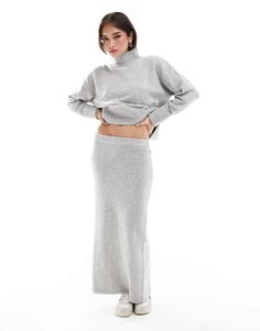 Nederdel fra ASOS DESIGN Del af sæt Jumper sælges separat Mid-rise Enkelt slids Regular fit Matching Set Skirt, Knitted Maxi Skirt, Destination Dress, Eid Outfits, Maxi Rok, Knit Maxi Skirt, Skirt Co Ord, Plus Size Skirts, Co Ord Set