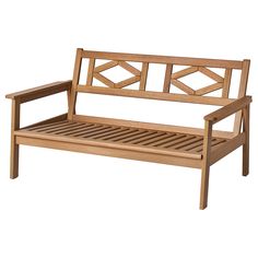 a wooden bench sitting on top of a white background