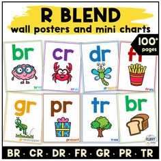 the r blend wall posters and mini chart for children to practice their alphabets with