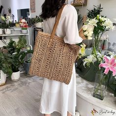 Bird in Bag - Straw bag female days large capacity shoulder bag beach bag wisp woven bag hand rattan bag shopping bag Casual Jute Bag With Large Capacity, Large Summer Shoulder Bag For Daily Use, Casual Handheld Jute Shoulder Bag, Handheld Large Capacity Beach Bag For Shopping, Large Rectangular Bag For Summer, Large Rectangular Summer Bag, Large Rectangular Summer Bags, Large Capacity Natural Shoulder Bag For Shopping, Natural Large Capacity Shoulder Bag For Shopping