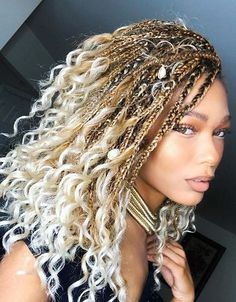 braids goddess braided braid Amber Blonde, Goddess Knotless, Bohemian Knotless, Boho Box Braids, Braids Blonde, Braids Boho, Trendy We Fryzurach, Hairstyle Braids, Boho Knotless