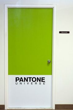 an open door with the words pantone university painted on it