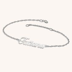 Tatiana's intricate script detailing make it a future keepsake that’s meant to be seen and worn daily. Nameplate Bracelet, Diamond Monogram, Valentines Gift Guide, Diamond Bar, Initial Pendant, Monogram Initials, Silver Rose Gold, 10k Gold, Name Plate