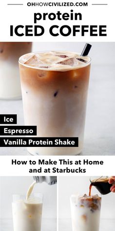 Start your day with this 3-ingredient iced protein coffee made with espresso. The easy recipe takes just 1 minute to prepare, making it perfect for busy mornings. #icedcoffee #proteincoffee #icedproteincoffee #espressodrinks The Best Iced Coffee