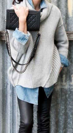 60 Great New Winter Outfits On The Street - Style Estate - Fire Woman, Woman Trousers, Oversize Pullover, Cooler Look, Looks Black