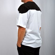 We have some wonderful two tone tees made in unusual patchwork designs. These white and black shirts are great for streetwear as well as your alternative fashion look. It's comfortable unisex wear is flattering for both men and women. Unique design will help you to show your personality. In our t-shirts use high-quality ring-spun cotton. T-shirts made from ring-spun cotton fabric are very airy, durable and easy to clean. * High quality Products * Fabric: 97% cotton, 3% Elastan; * Weight: 190 g/m Sporty Cotton T-shirt With Patchwork, Casual T-shirt With Contrast Panels For Streetwear, Urban Cotton Color Block Tops, Sporty Cotton T-shirt With Patchwork Details, Sporty Patchwork Cotton T-shirt, Patchwork Cotton Tops For Streetwear, Cotton Patchwork Top For Streetwear, Short Sleeve Patchwork Shirt For Streetwear, Patchwork Short Sleeve Shirt For Streetwear