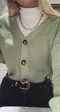 Green Cardigan, Causual Outfits, Outfit Inspo Fall, Mode Inspiration, Outfit Casual, Winter Fashion Outfits