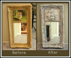 before and after pictures of an old mirror