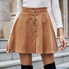 Orcajump - Stylish High-Waisted Button-Down Midi Skirt with Modern Charm Button Downs, High Waisted Skirt, Midi Skirt, High Waisted, Skirt, Yellow, Clothes