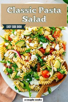 the cover of classic pasta salad is shown