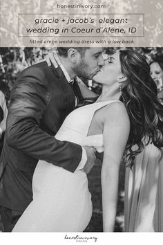 a man and woman kissing each other in front of a crowd with the words, wedding vows