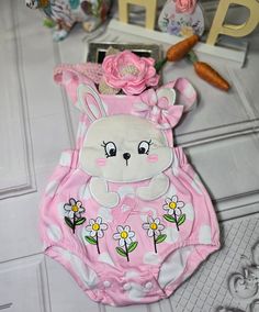 Baby girl bunny romper, Easter baby girl bodysuit. Cute Cartoon Print Jumpsuits And Rompers For Playtime, Cute Bubble Romper With Cartoon Print For Playtime, Cute Cartoon Print Bubble Romper For Playtime, Cute Cartoon Print Bodysuit For Playtime, Cute Spring Onesie With Cartoon Print, Cute Bodysuit For Spring Playtime, Cute Bodysuit For Playtime In Spring, Spring First Birthday Bodysuit, First Birthday Spring Bodysuit