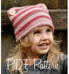 Knitting PATTERNThe Lyllie Hat Toddler Child by Thevelvetacorn, $5.50 Velvet Acorn, Baby Hats Knitting, Hat Knitting Patterns, Knitting For Kids, Knitted Hat, Loom Knitting, Machine Knitting, Baby Knitting Patterns, Hat Pattern