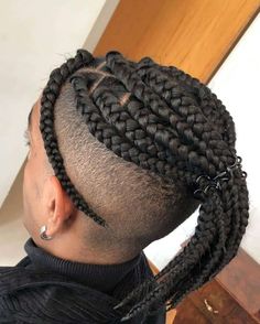 Box Braids For Men, High Top Haircut, Purple Box Braids, Box Braids Men, Braids For Men, Cornrows With Box Braids, Braids Extensions