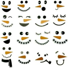 an assortment of cartoon faces with different facial expressions and hair styles, including eyes, nose, lips, eyebrows, noses, teeth