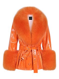 Red Orange Fashion, Leather Winter Jacket, Orange Coat, Soft Girl Outfits, Cool Coats, Orange Jacket, Leather Short, Real Leather Jacket, Orange Fashion