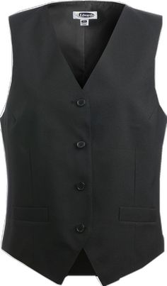 Edwards Ladies' Server Vest Classic V-neck Suits For Semi-formal Occasions, Classic V-neck Semi-formal Suits, Classic V-neck Office Vest, Business Vest With Single Button, Business Vest With Single Button Sleeveless, Business Sleeveless Vest With Single Button, Formal Notch Lapel Vest With Buttons, Classic Workwear Vest With Buttons, Formal Vest With Notch Lapel And Button Closure