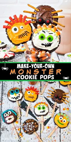 make - your - own monster cookie pops for halloween