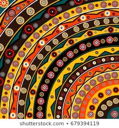 an abstract background with circles and flowers in orange, brown, yellow and blue colors