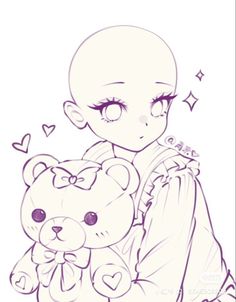 a drawing of a person holding a teddy bear