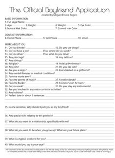 the official boyfriend application is shown in this document, which includes instructions for how to use it