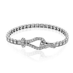 Simon G Jewelry, White Gold Diamond Bracelet, David Yurman Bracelet, Diamond Jewel, Buckle Bracelet, Bracelets Gold Diamond, White Gold Bracelet, Fine Jewels, Diamond Design