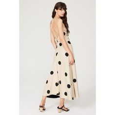 Off-white polka dot linen blend (55% Linen, 45% Cotton). Lining (100% Cotton). A-line. Sleeveless. V-neck. Back zipper closure. 51.5" from shoulder to hemline. Imported. Polka Dot A-line Spring Midi Dress, Polka Dot A-line Midi Dress For Spring, Spring A-line Polka Dot Midi Dress, Spring Polka Dot Sundress Midi Dress, Polka Dot Sundress Midi Dress For Spring, Tanya Taylor, Vintage Silhouette, Rent The Runway, Closet Designs