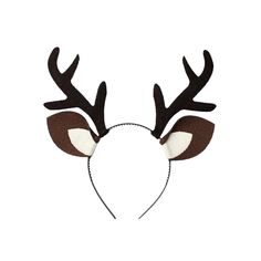 a reindeer headband with antlers on it's ears and two white spots