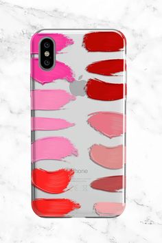 How many times has the back of your hand looked like this? Probably many. This clear phone case features pink and red lip color swatches making it the perfect makeup lover accessory or makeup artist gift! This makeup phone case is available for all iphone and samsung phones! Makeup Phone Case, Makeup Artist Gifts, Red Lip Color, Lipstick Palette, Lipstick Swatches, Makeup Gift, Red Lip, Clear Phone Case, Perfect Makeup