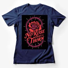 Gothic Rose T-Shirt, No Rose Without a Thorn Motif, Black and Red, Floral Graphic Tee, Unisex Fashion Female T-Shirt Custom graphic T-Shirt.Customize your color Maternity Graphic Tees, Moon Graphic Tee, Mens Tees Fashion, Gothic Rose, Smart Casual Wear, Text Tee, Animal Graphic Tee, Rose Shirts, Rose T Shirt