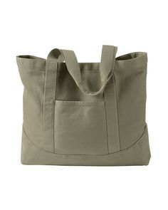 14 oz. Pigment-Dyed Large Canvas Tote - KHAKI GREEN - OS | Authentic Pigment Men's 14 oz. Pigment-Dyed Large Canvas Tote Bag in Khaki Green | Cotton Trending Totes, Anchor Monogram, Shopping Totes, Open Main, Monogram Tote Bags, Monogram Tote, Personalized Tote Bags, Personalised Canvas, Personalize Bag