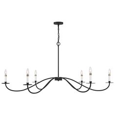 a black chandelier with six lights hanging from it's center and five arms