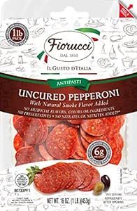 a bag of uncured pepperoni with olives