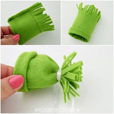 the instructions to make a frog finger puppet