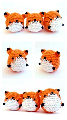 crocheted stuffed animals made to look like foxes