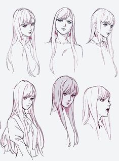 some drawings of different types of hair