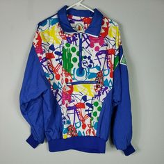 VTG 80s Hotdogger USA Medium 1/4 Zip Nylon Windbreaker Blue Abstract Paint Splash Art Blue Abstract Painting, Paint Splash, 1/4 Zip, Blue Abstract, 80s Fashion, Rain Jacket, Best Deals, Fashion Inspo, Blue