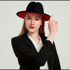 Black Hat W/White Under Brim With Leather Belt Perfect Fitit Has A Drawstring Inside For That Perfect Fit. When Tighten Normal Size(Small To Medium): 22-22.8"(7-7 1/4)(56-58cm). Plus Size(Large To X-Large): 22.8-23.6"(7 1/4-7 1/2)(58-60cm). If You Wearing A Wig, It Is Recommended To Choose Large Size. High Quality Materialsoft Lining And Flexible Crown With A Solid Brim Make The Fedora Comfortable To Wear, And They Won't Lose Their Shape Even If Worn For A Long Time. For Any Occasionwear A Vibrant Wide Brim Fedora Hat Out To A Birthday Party, Daily Wear, Baby Shower, Party, Wedding, Halloween, Christmas. Also A Perfect Gift For Your Friend And Family. Top Notch Packi Casual Black Felt Hat For Spring, Casual Fitted Black Fedora, Casual Black Fitted Fedora, Black Fitted Casual Fedora, Black Fitted Casual Felt Hat, Fitted Black Casual Felt Hat, Fitted Black Felt Hat Casual Style, Fitted Black Felt Hat Casual, Fitted Black Felt Hat For Spring