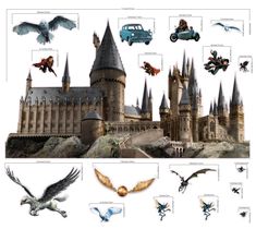 harry potter's castle and flying vehicles