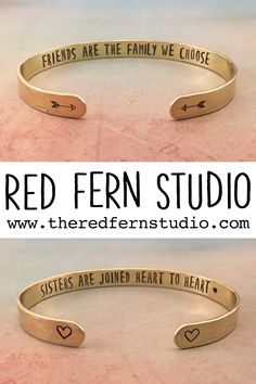 Personalized Gold Cuff Bracelets by Red Fern Studio on Etsy | #giftsforher #giftidea #customjewelry #etsyfinds #etsygift #bestfriendgift #sistergift Customizable Red Jewelry For Personalized Gift, Adjustable Red Cuff Bracelet As Gift, Adjustable Red Jewelry For Personalized Gifts, Red Adjustable Jewelry For Personalized Gift, Customized Red Jewelry For Personalized Gift, Customized Red Jewelry For A Gift, Customized Red Jewelry As A Gift, Customized Red Jewelry For Gift, Diy Earrings Box