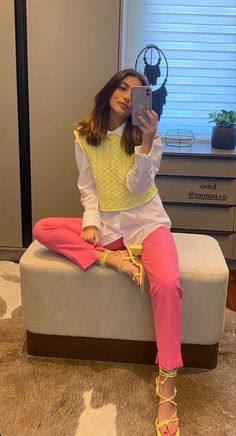 Colour Office Outfit, Fun Business Outfits, Business Professional Outfits Colorful, Modest Colorful Outfits, Formal Pink Outfit, Colourful Work Outfit, Business Casual Outfits Colorful, Fun Jumpsuits, Colorful Business Outfits