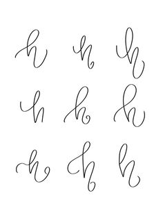 handwritten cursive alphabets with the letters h, m, and l