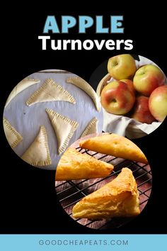 collage of apples, unbaked turnovers, and baked apple turnovers Easy Turnovers, Easy Party Food