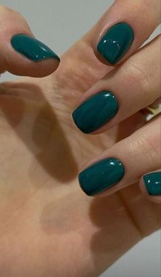 Jewel Toned Nails, Dark Turquoise Nails, Cute Gel Nails