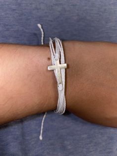 White Multi String Cross Bracelet Adjustable Waterproof Casual White Bracelet With Adjustable Length, Casual White Wristband For Everyday, Casual White Hypoallergenic Wristband, Casual Hypoallergenic White Wristband, Adjustable Hypoallergenic White Wristband, Casual White Resizable Bracelet, Casual Adjustable White Wristband, Cross Bracelet, Braided Bracelets