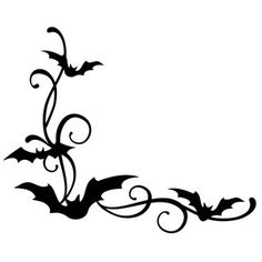 a black and white image of a vine with leaves on it's side, in the shape of a bat